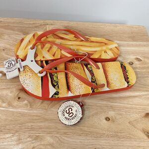 Novelty Flip Flops Women’s Medium 7/8 Food Print Thong Sandals NWT